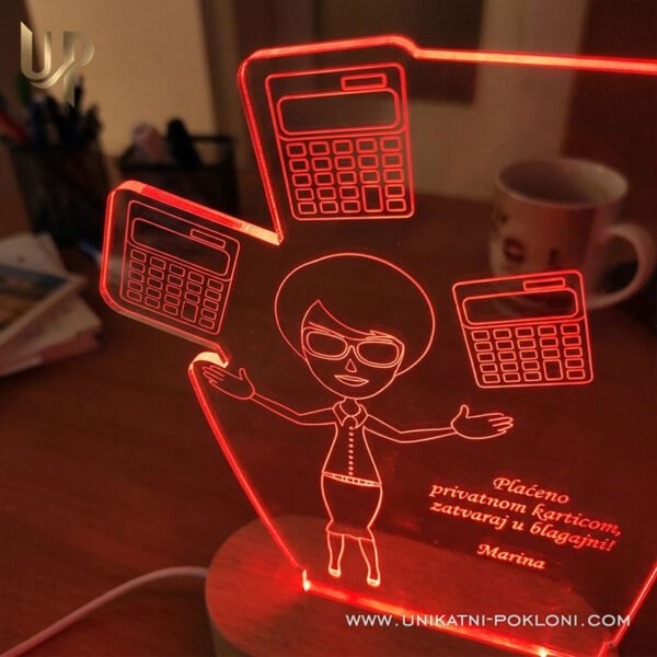 Poklon za računovodstvo - personalizirana LED ambijentalna lampa - Unikatni pokloni poklon za knjigovođu - poklon za knjigovodstveni servis