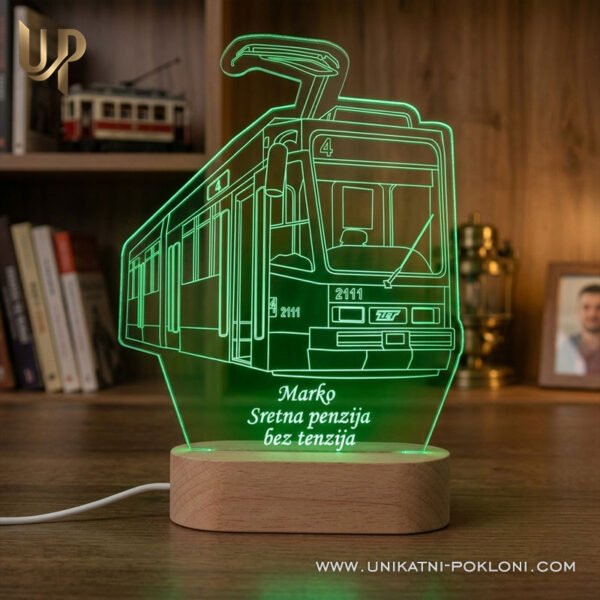Tramvaj pokloni - personalizirana LED ambijentalna lampa - Unikatni pokloni poklon za ljubitelja tramvaja