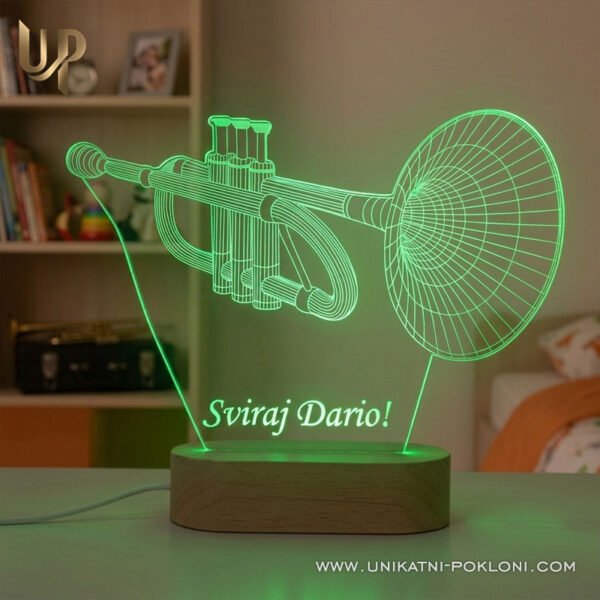 Poklon za trubača - personalizirana LED ambijentalna lampa - Unikatni pokloni poklon za ljubitelja trube