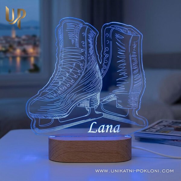Poklon za klizačicu ili klizača - personalizirana LED ambijentalna lampa - Unikatni pokloni poklon za ljubitelje umjetničkog klizanja