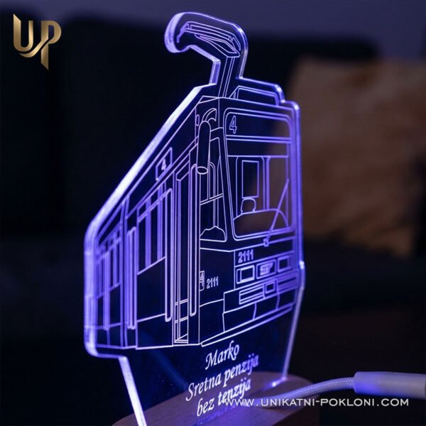 Tramvaj pokloni - personalizirana LED ambijentalna lampa - Unikatni pokloni poklon za mirovinu vozaču tramvaja