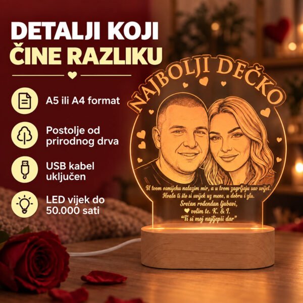 Poklon za najboljeg dečka - personalizirana LED ambijentalna lampa - Unikatni pokloni Poklon za najboljeg dečka - personalizirana LED ambijentalna lampa - personalizirani poklon