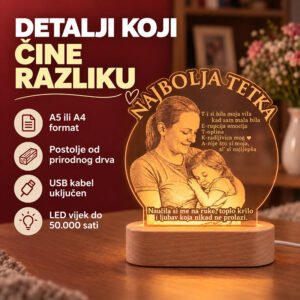 Poklon za tetku i tetu - personalizirana LED ambijentalna lampa - Slika 9