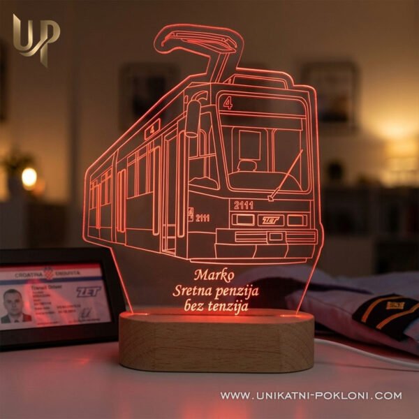 Tramvaj pokloni - personalizirana LED ambijentalna lampa - Unikatni pokloni poklon za vozača tramvaja