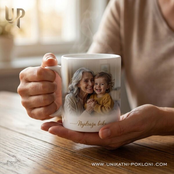 Personalizirani poklon za baku - šalica s fotografijom i posvetom - Unikatni pokloni šalica za baku s fotografijom
