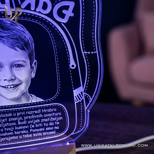 Uspomena na prvi dan škole - personalizirana LED lampa - Unikatni pokloni unikatan poklon za male školarce
