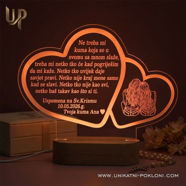 Poklon za kumu - Personalizirana LED ambijentalna lampa - Unikatni pokloni Super poklon za kumu - personalizirani pokloni za najmilije
