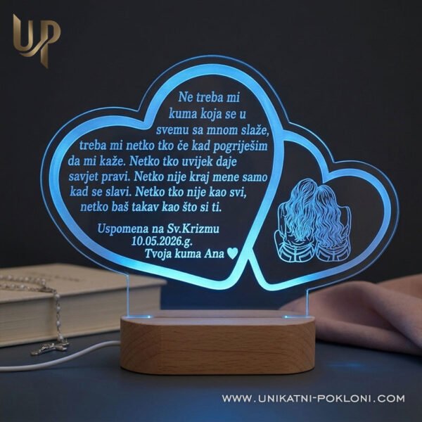 Poklon za kumu - Personalizirana LED ambijentalna lampa - Unikatni pokloni Unikatan poklon za kumu - personalizirani pokloni za najmilije