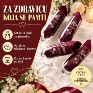 Čaše za šampanjac s imenima mladenaca - Unikatni pokloni Čaše za šampanjac s imenima mladenaca - Slika 7