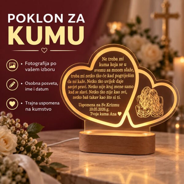 Poklon za kumu - Personalizirana LED ambijentalna lampa - Unikatni pokloni Poklon za kumu - Personalizirana LED ambijentalna lampa - personalizirani poklon