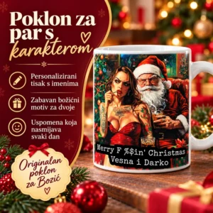 Personalizirana keramička šalica - Božićna Šalica - Unikatni pokloni Personalizirana božićna šalica kao poklon za par - tisak s imenima i zabavan motiv