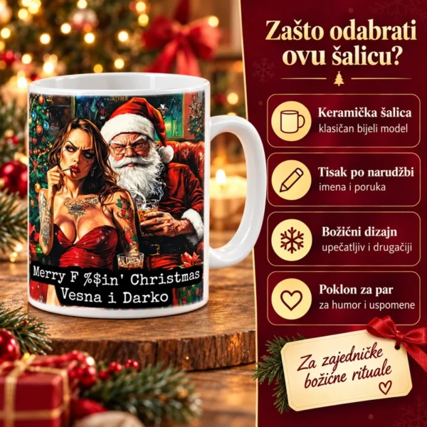 Personalizirana keramička šalica - Božićna Šalica - Unikatni pokloni Značajke božićne šalice - keramika, tisak imena i poruke te poklon za par