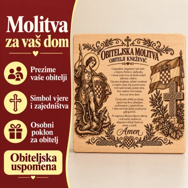 Blagoslov obitelji – personalizirana drvena plaketa