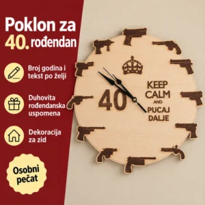 Drveni zidni sat Keep Calm - originalni poklon za rođendan