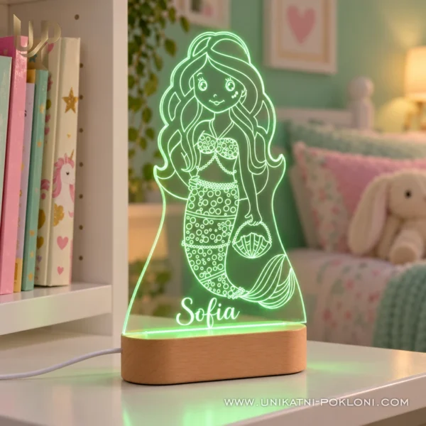Lampa za dječje sobe - personalizirana LED lampa Sirena