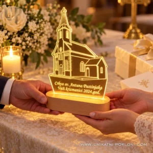 Moja crkva na lampi - personalizirana LED ambijentalna lampa prema fotografiji crkve