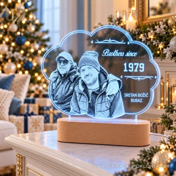 Poklon za brata – personalizirana LED lampa sa slikom i tekstom po želji - Unikatni pokloni Originalni poklon za brata - personalizirana LED lampa sa slikom