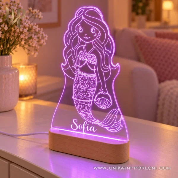 Personalizirana lampa za dječju sobu - personalizirana LED lampa Sirena