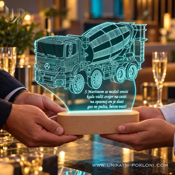 Personalizirani poklon za građevinara s motivom kamiona miješalice za beton