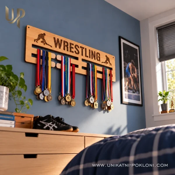 Stalak za medalje - Hrvanje - Unikatni pokloni Personalizirani poklon za hrvača
