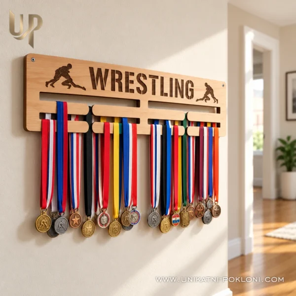 Stalak za medalje - Hrvanje - Unikatni pokloni Personalizirani poklon za hrvača - stalak za medalje hrvanje