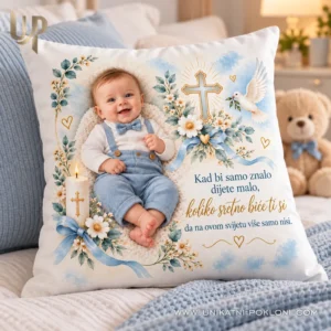 Poklon za krštenje - personalizirani jastuk sa slikom - Unikatni pokloni Personalizirani poklon za krštenje dječaka