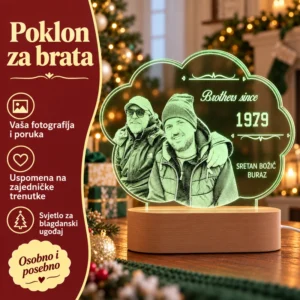 Poklon za brata – personalizirana LED lampa sa slikom i tekstom po želji - Unikatni pokloni Personalizirani pokloni za brata - personalizirana LED lampa sa slikom