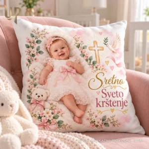 Poklon za krštenje - personalizirani jastuk sa slikom - Unikatni pokloni Personalizirani pokloni za krštenja djevojčice