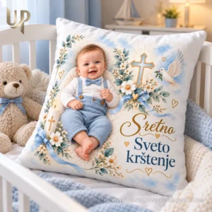 Poklon za krštenje - personalizirani jastuk sa slikom - Unikatni pokloni Personalizirani pokloni za krštenje dječaka