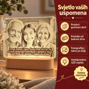 Poklon za roditelje - personalizirana LED lampa sa slikom i tekstom po želji - Unikatni pokloni Personalizirani pokloni za roditelje - personalizirana LED lampa sa slikom