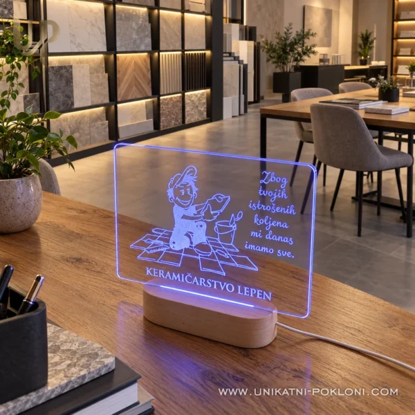 Poklon keramičaru za dobro obavljen posao – LED lampa sa zahvalom
