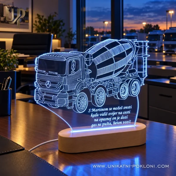 Poklon tati građevinaru - ambijentalna lampa s kamionom mikserom