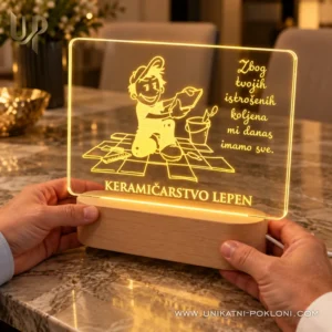 Poklon tati keramičaru od djece – personalizirana LED lampa