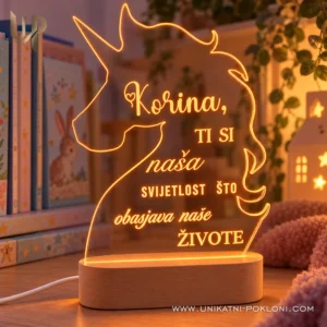 Poklon za djevojčicu – personalizirana LED lampa Jednorog