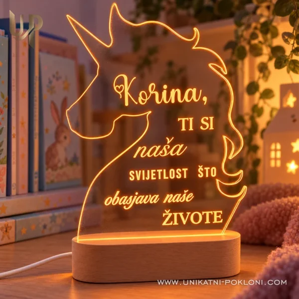 Poklon za djevojčicu – personalizirana LED lampa Jednorog