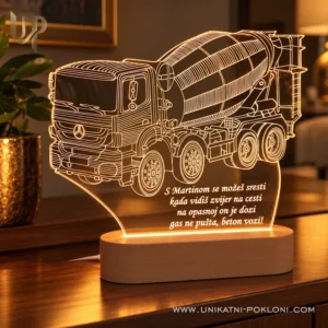 Poklon za građevinare - personalizirana LED ambijentalna lampa s motivom beton miksera