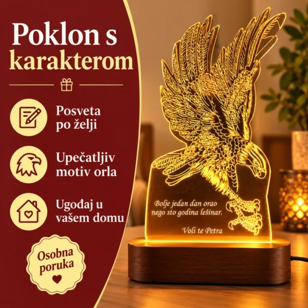 Poklon za ljubitelje orlova - LED lampa Orao - Unikatni pokloni Poklon za ljubitelje orlova