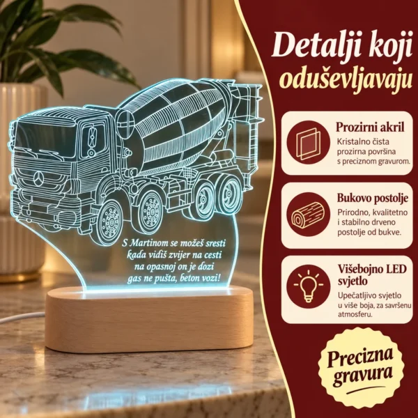 Poklon za vlasnika građevinske firme ili betonare - personalizirana LED lampa