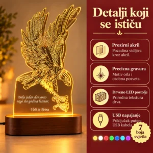 Poklon za ljubitelje orlova - LED lampa Orao - Unikatni pokloni Pokloni za ljubitelje orlova