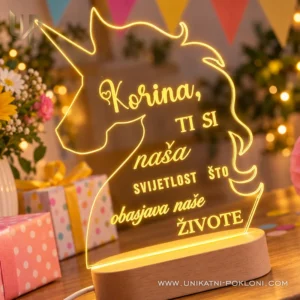 Pokloni za djevojčice – personalizirana LED lampa Jednorog