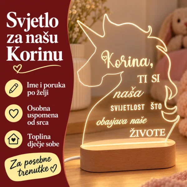 Pokloni za djevojčicu – personalizirana LED lampa Jednorog