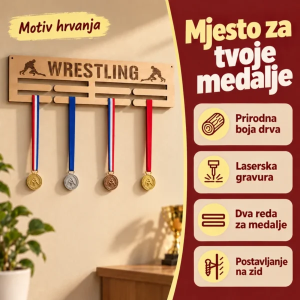 Stalak za medalje - Hrvanje - Unikatni pokloni Stalak za medalje Hrvanje Wrestling - personalizirani držač