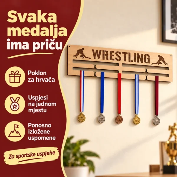 Stalak za medalje - Hrvanje - Unikatni pokloni Stalak za medalje Hrvanje - personalizirani držač