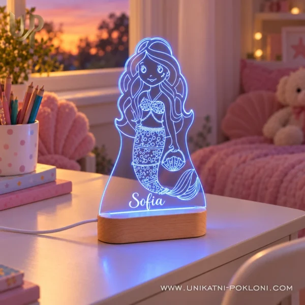 Unikatna lampa za dječju sobu - personalizirana LED lampa Sirena