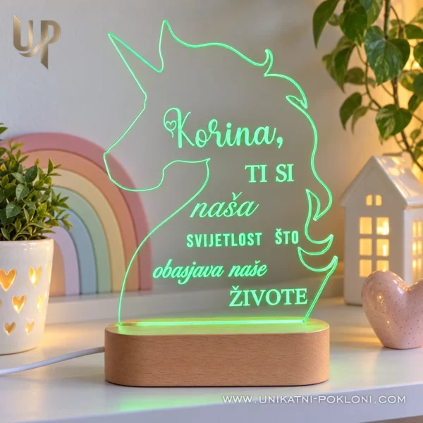 Unikatni poklon za djevojčicu – personalizirana LED lampa Jednorog