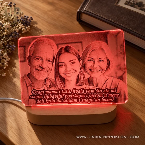 Poklon za roditelje - personalizirana LED lampa sa slikom i tekstom po želji - Unikatni pokloni Unikatni pokloni za roditelje - personalizirana LED lampa sa slikom