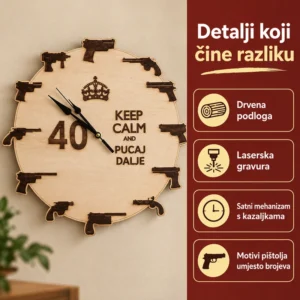 Zidni sat Keep Calm - originalni poklon za rođendan