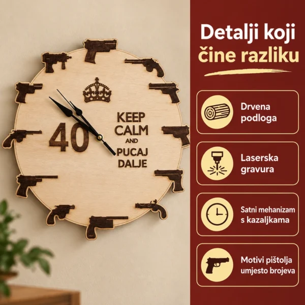 Zidni sat Keep Calm - originalni poklon za rođendan