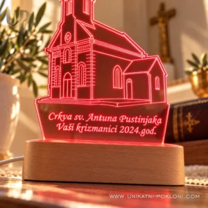 Moja crkva na lampi - personalizirana LED lampa - Unikatni pokloni led-lampa-crkva-sv-antuna-01-crvena-makro